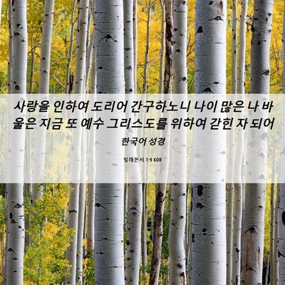Picture 06 - 빌레몬서 1:9 KOR - 사랑을 인하여 도리어 간구하노니 - Bible Verse Picture