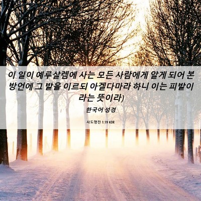 Picture 06 - 사도행전 1:19 KOR - 이 일이 예루살렘에 사는 모든 - Bible Verse Picture