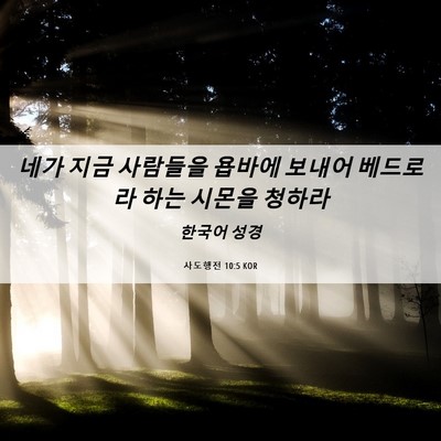 Picture 06 - 사도행전 10:5 KOR - 네가 지금 사람들을 욥바에 보내어 - Bible Verse Picture