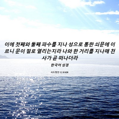 Picture 06 - 사도행전 12:10 KOR - 이에 첫째와 둘째 파수를 지나 - Bible Verse Picture