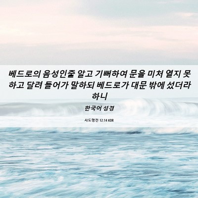 Picture 06 - 사도행전 12:14 KOR - 베드로의 음성인줄 알고 기뻐하여 - Bible Verse Picture