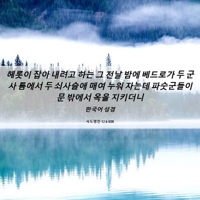 Picture 06 - 사도행전 12:6 KOR - 헤롯이 잡아 내려고 하는 그 전날 - Bible Verse Picture