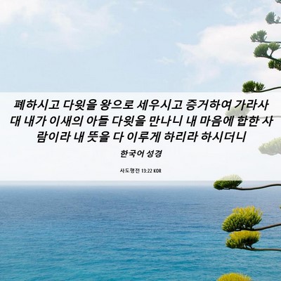 Picture 06 - 사도행전 13:22 KOR - 폐하시고 다윗을 왕으로 세우시고 - Bible Verse Picture