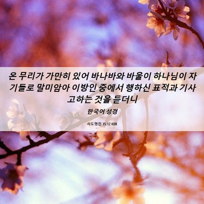 Picture 06 - 사도행전 15:12 KOR - 온 무리가 가만히 있어 바나바와 - Bible Verse Picture
