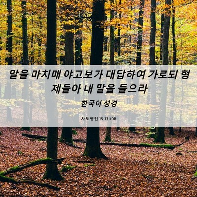 Picture 06 - 사도행전 15:13 KOR - 말을 마치매 야고보가 대답하여 - Bible Verse Picture