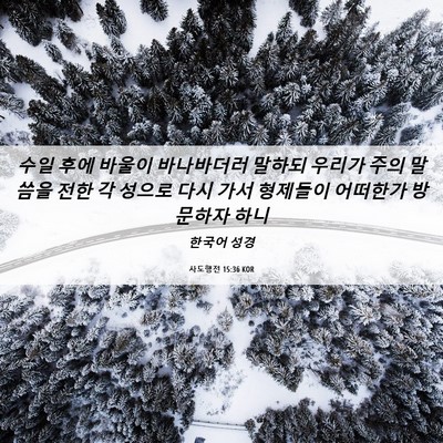 Picture 06 - 사도행전 15:36 KOR - 수일 후에 바울이 바나바더러 말하되 - Bible Verse Picture