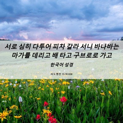 Picture 06 - 사도행전 15:39 KOR - 서로 심히 다투어 피차 갈라 서니 - Bible Verse Picture