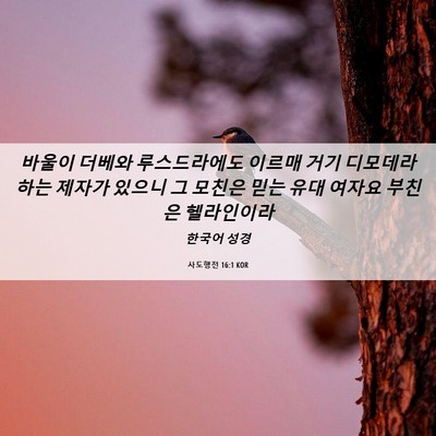 Picture 06 - 사도행전 16:1 KOR - 바울이 더베와 루스드라에도 이르매 - Bible Verse Picture