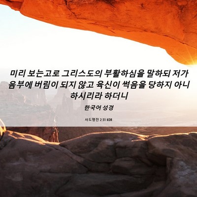 Picture 06 - 사도행전 2:31 KOR - 미리 보는고로 그리스도의 - Bible Verse Picture
