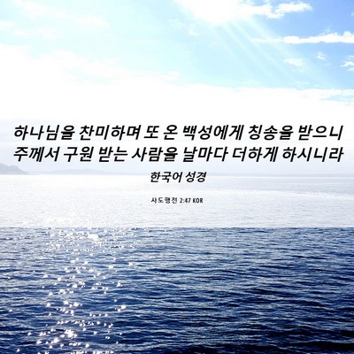 Picture 06 - 사도행전 2:47 KOR - 하나님을 찬미하며 또 온 백성에게 - Bible Verse Picture