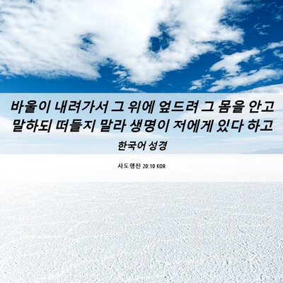Picture 06 - 사도행전 20:10 KOR - 바울이 내려가서 그 위에 엎드려 그 - Bible Verse Picture
