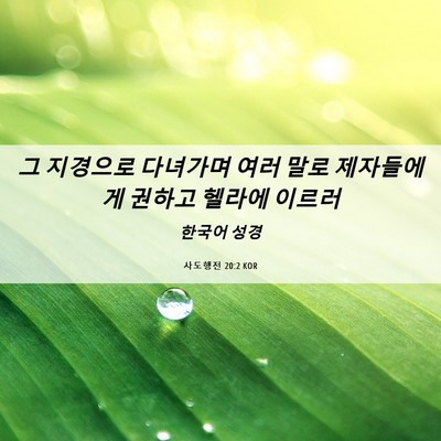 Picture 06 - 사도행전 20:2 KOR - 그 지경으로 다녀가며 여러 말로 - Bible Verse Picture
