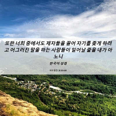 Picture 06 - 사도행전 20:30 KOR - 또한 너희 중에서도 제자들을 끌어 - Bible Verse Picture