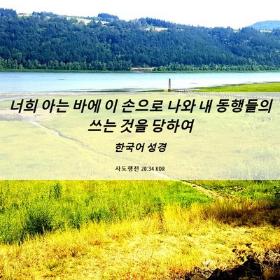 Picture 06 - 사도행전 20:34 KOR - 너희 아는 바에 이 손으로 나와 내 - Bible Verse Picture