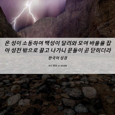 Picture 06 - 사도행전 21:30 KOR - 온 성이 소동하여 백성이 달려와 - Bible Verse Picture