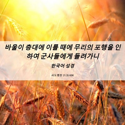 Picture 06 - 사도행전 21:35 KOR - 바울이 층대에 이를 때에 무리의 - Bible Verse Picture