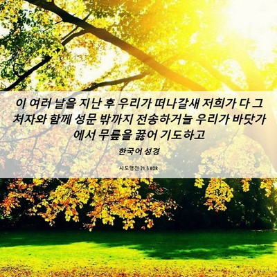 Picture 06 - 사도행전 21:5 KOR - 이 여러 날을 지난 후 우리가 - Bible Verse Picture