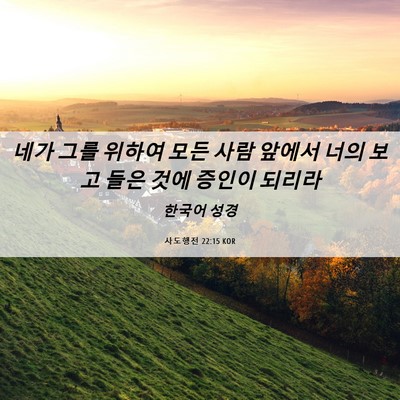 Picture 06 - 사도행전 22:15 KOR - 네가 그를 위하여 모든 사람 앞에서 - Bible Verse Picture