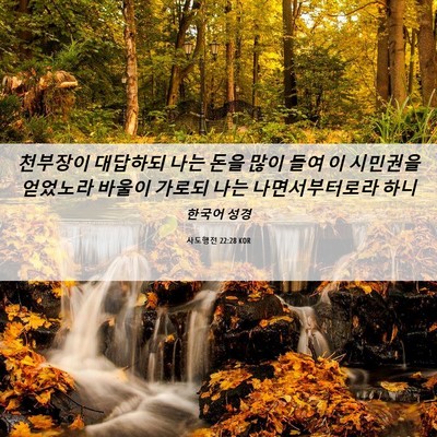 Picture 06 - 사도행전 22:28 KOR - 천부장이 대답하되 나는 돈을 많이 - Bible Verse Picture