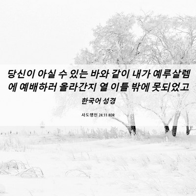 Picture 06 - 사도행전 24:11 KOR - 당신이 아실 수 있는 바와 같이 내가 - Bible Verse Picture