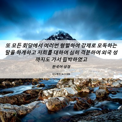 Picture 06 - 사도행전 26:11 KOR - 또 모든 회당에서 여러번 형벌하여 - Bible Verse Picture