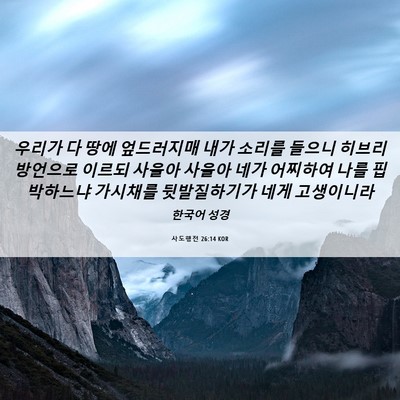 Picture 06 - 사도행전 26:14 KOR - 우리가 다 땅에 엎드러지매 내가 - Bible Verse Picture