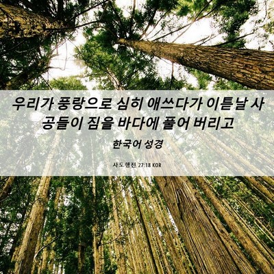 Picture 06 - 사도행전 27:18 KOR - 우리가 풍랑으로 심히 애쓰다가 - Bible Verse Picture
