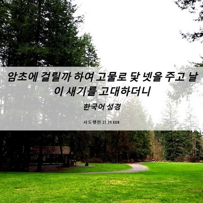 Picture 06 - 사도행전 27:29 KOR - 암초에 걸릴까 하여 고물로 닻 넷을 - Bible Verse Picture