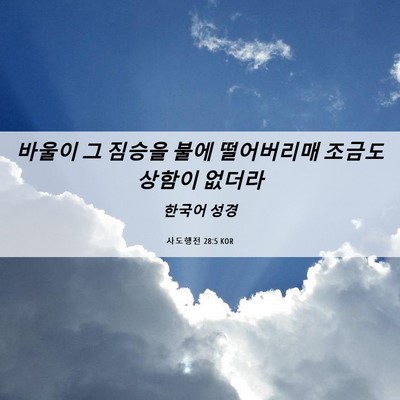 Picture 06 - 사도행전 28:5 KOR - 바울이 그 짐승을 불에 떨어버리매 - Bible Verse Picture