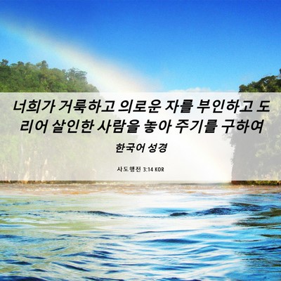 Picture 06 - 사도행전 3:14 KOR - 너희가 거룩하고 의로운 자를 - Bible Verse Picture