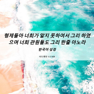Picture 06 - 사도행전 3:17 KOR - 형제들아 너희가 알지 못하여서 그리 - Bible Verse Picture