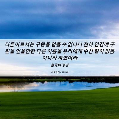 Picture 06 - 사도행전 4:12 KOR - 다른이로서는 구원을 얻을 수 없나니 - Bible Verse Picture