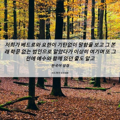 Picture 06 - 사도행전 4:13 KOR - 저희가 베드로와 요한이 기탄없이 - Bible Verse Picture