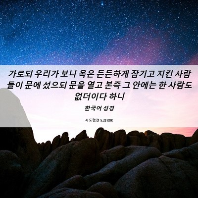 Picture 06 - 사도행전 5:23 KOR - 가로되 우리가 보니 옥은 든든하게 - Bible Verse Picture