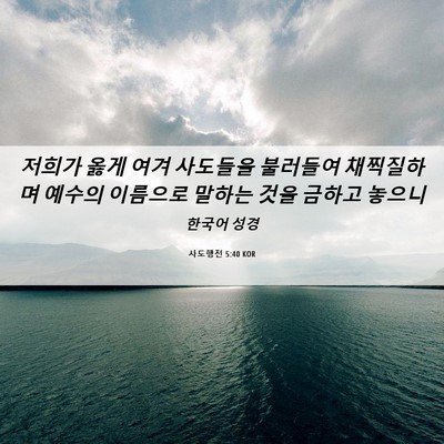 Picture 06 - 사도행전 5:40 KOR - 저희가 옳게 여겨 사도들을 불러들여 - Bible Verse Picture