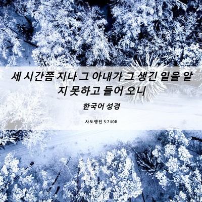 Picture 06 - 사도행전 5:7 KOR - 세 시간쯤 지나 그 아내가 그 생긴 - Bible Verse Picture