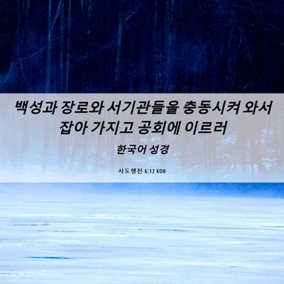 Picture 06 - 사도행전 6:12 KOR - 백성과 장로와 서기관들을 충동시켜 - Bible Verse Picture