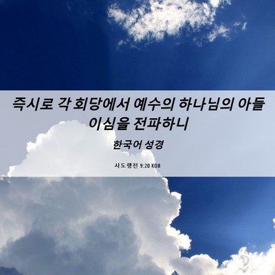 Picture 06 - 사도행전 9:20 KOR - 즉시로 각 회당에서 예수의 하나님의 - Bible Verse Picture