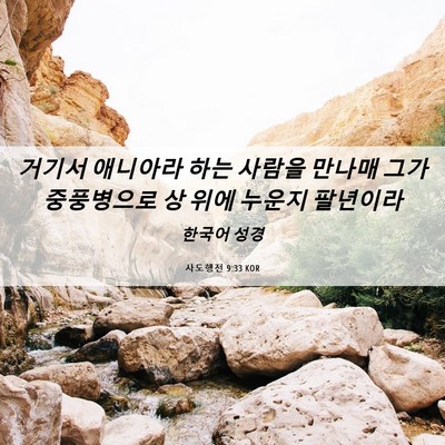 Picture 06 - 사도행전 9:33 KOR - 거기서 애니아라 하는 사람을 만나매 - Bible Verse Picture