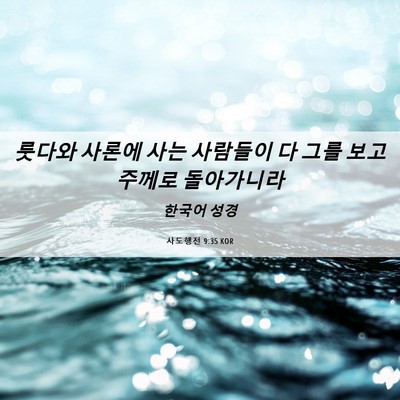 Picture 06 - 사도행전 9:35 KOR - 룻다와 사론에 사는 사람들이 다 - Bible Verse Picture