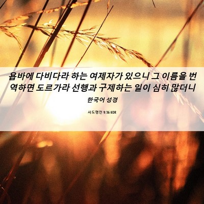 Picture 06 - 사도행전 9:36 KOR - 욥바에 다비다라 하는 여제자가 - Bible Verse Picture