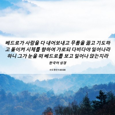 Picture 06 - 사도행전 9:40 KOR - 베드로가 사람을 다 내어보내고 - Bible Verse Picture