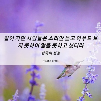 Picture 06 - 사도행전 9:7 KOR - 같이 가던 사람들은 소리만 듣고 - Bible Verse Picture
