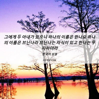 Picture 06 - 사무엘상 1:2 KOR - 그에게 두 아내가 있으니 하나의 - Bible Verse Picture