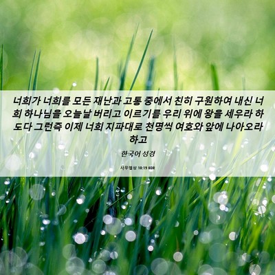 Picture 06 - 사무엘상 10:19 KOR - 너희가 너희를 모든 재난과 고통 - Bible Verse Picture