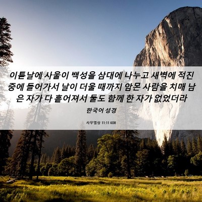 Picture 06 - 사무엘상 11:11 KOR - 이튿날에 사울이 백성을 삼대에 - Bible Verse Picture