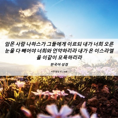 Picture 06 - 사무엘상 11:2 KOR - 암몬 사람 나하스가 그들에게 이르되 - Bible Verse Picture