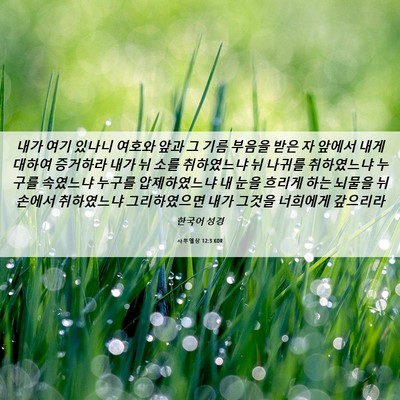 Picture 06 - 사무엘상 12:3 KOR - 내가 여기 있나니 여호와 앞과 그 - Bible Verse Picture