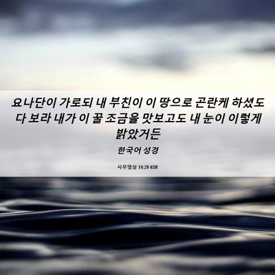 Picture 06 - 사무엘상 14:29 KOR - 요나단이 가로되 내 부친이 이 - Bible Verse Picture