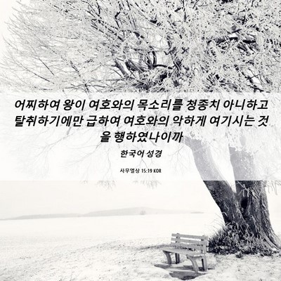 Picture 06 - 사무엘상 15:19 KOR - 어찌하여 왕이 여호와의 목소리를 - Bible Verse Picture